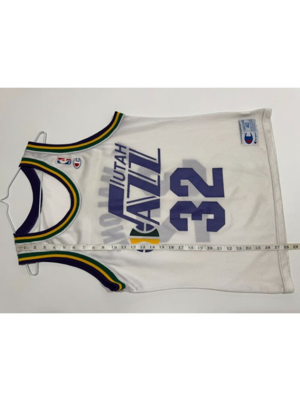 Vintage 1990s Karl Malone Utah Jazz NBA Champion Jersey Size 40 White - Picture 7 of 7